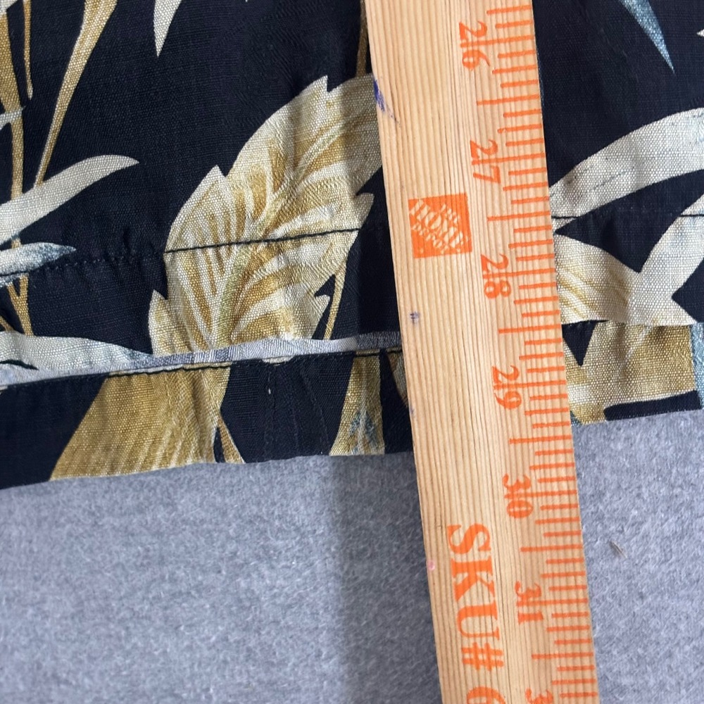 Tommy Bahama Mens Medium 100% Silk Tropical Leaf Print Camp Shirt Black Gold - Picture 5 of 7